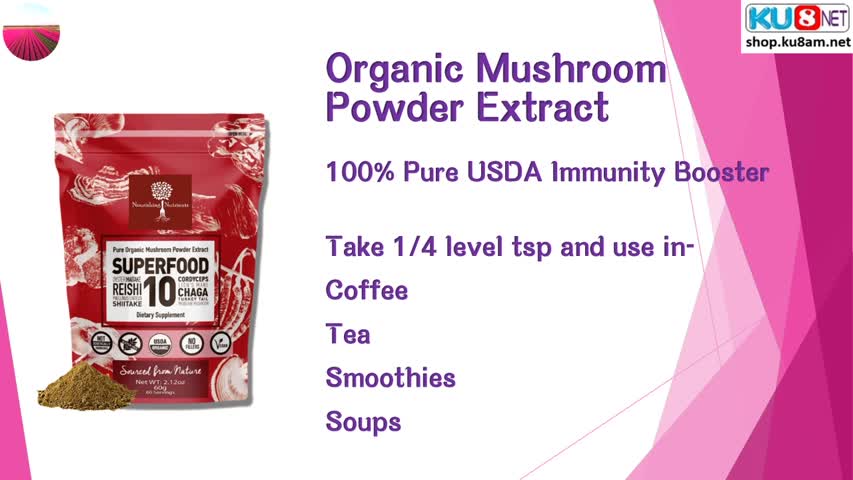 Organic Mushroom Powder Extract -Superfood 10 Supplement 14x Stronger 100% Pure
