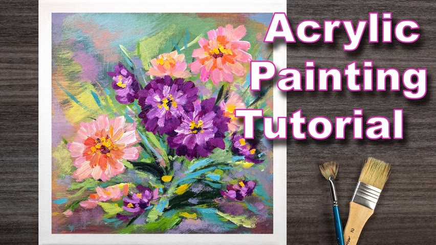 Acrylic painting tutorial flowers | Daily art #147 | Impression flower