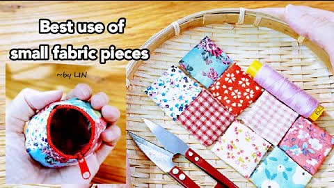 Best use of small fabric pieces ┃Cute mini purse #HandyMum