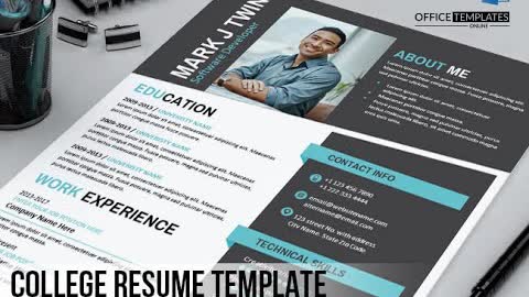 College Resume Template in MS Word Format
