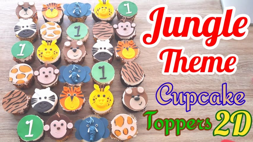 Super Easy Jungle Safari Animals 2d Cupcake Edible Topper