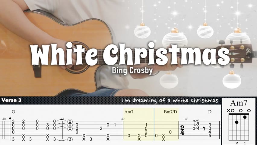 White Christmas - Bing Crosby | Fingerstyle Guitar | TAB + Chords + Lyrics