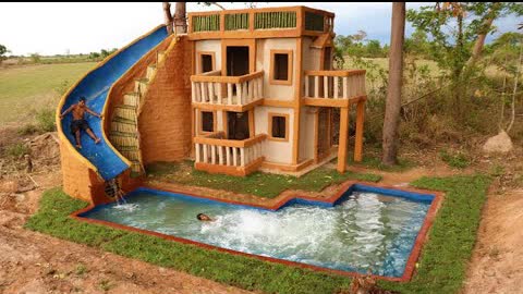 Build  Water Slide Park  Into Underground Swimming Pool and Swimming pool Top 3 Story Design House