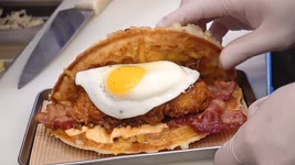 와플샌드위치 Amazing Chicken Waffle Sandwich - Korean Street Food