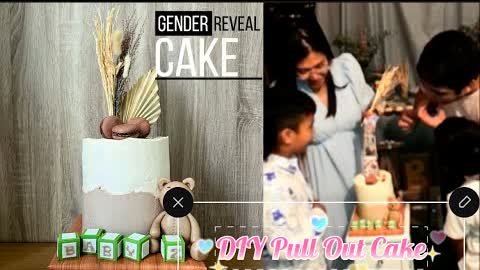 Suprise Gender Reveal #cake #pullout #diy