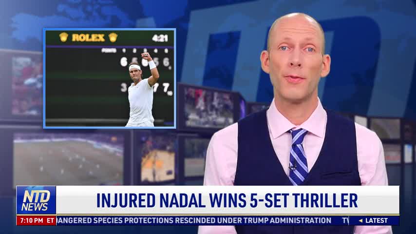 Injured Nadal Wins 5-Set Thriller