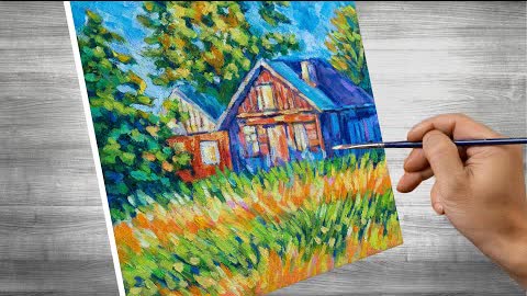 Impressionist painting | village scenery | oil painting | time lapses | #345