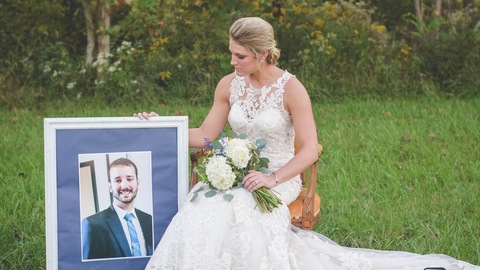 Indiana bride takes wedding photos alone to honor firefighter fiancé killed by drunk driver