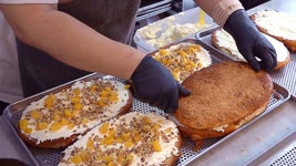 하루 세번! 줄서서 사먹는 크림듬뿍~ 맘모스빵 Big Size! Cream Mammoth Bread (Streusel Bread) - Korean street food