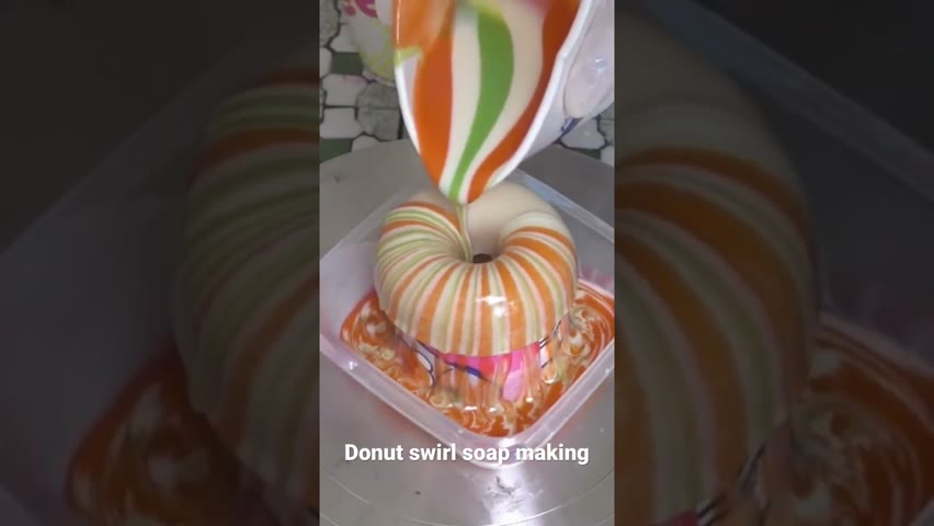 Thin line swirl on donuts soap making