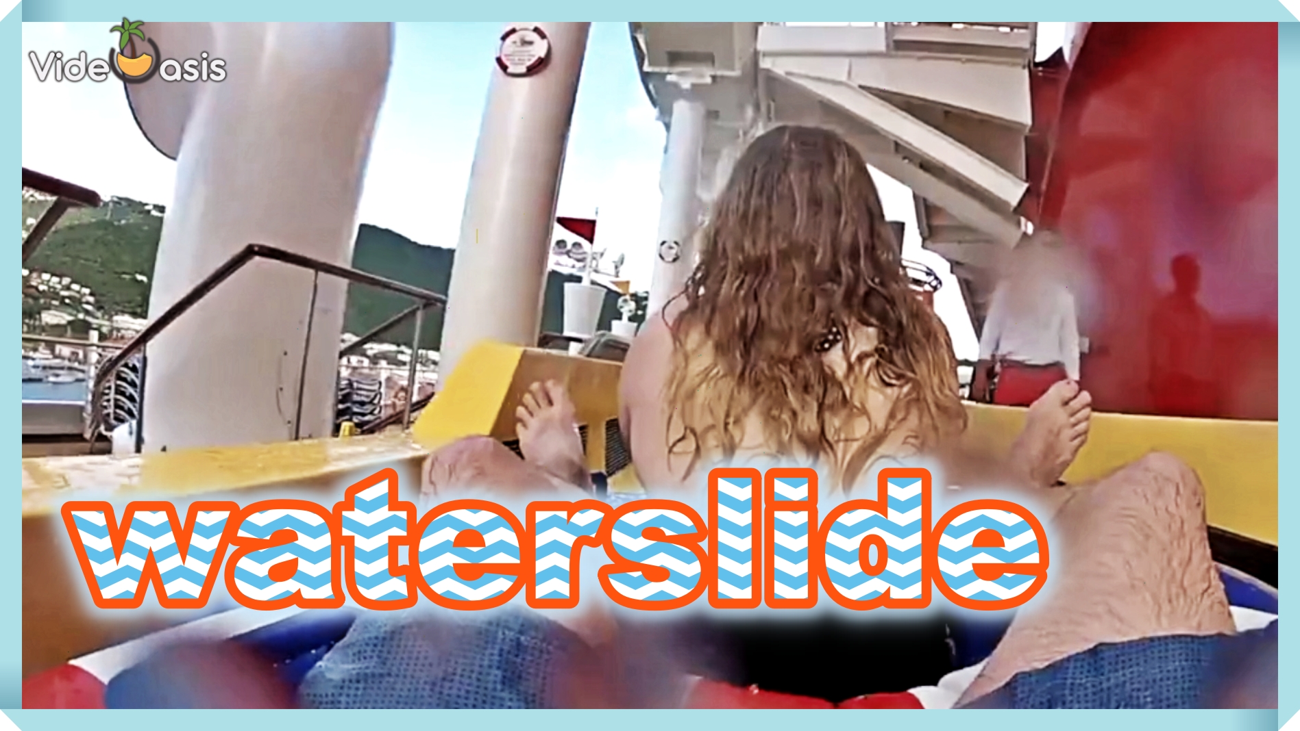 View of Caribbean On Cruise Ship Waterslide ｜VideOasis