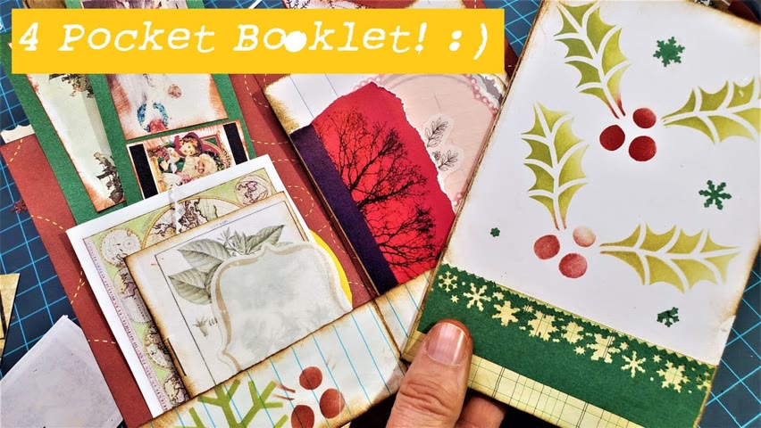4 POCKET BOOKLET! Easy to Make! Step By Step Tutorial! Junk Journal Fun! The Paper Outpost! :)