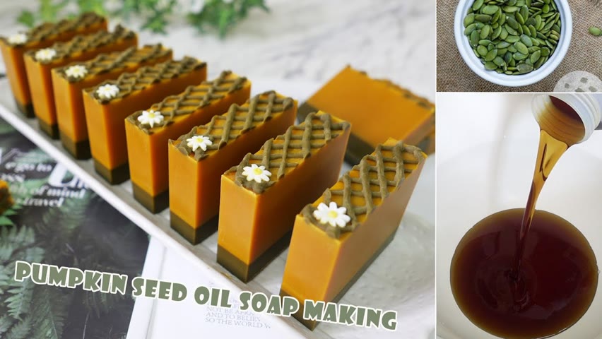南瓜籽油皂 - pumpkin seed oil soap making, cold process - 手工皂