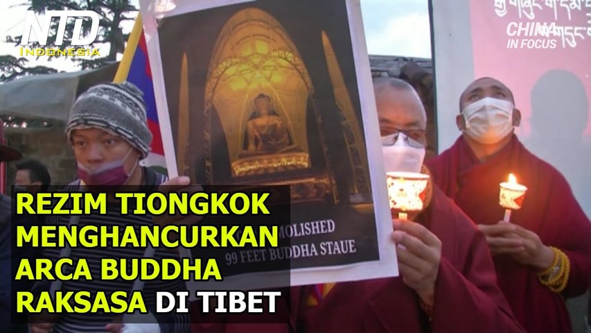 Rezim Tiongkok Menghancurkan Arca Buddha Setinggi 30 Meter di Tibet