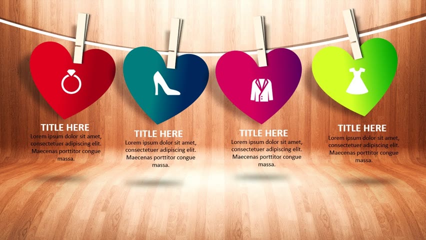 Hanging Heart Shape Infographic Slide in PowerPoint Tutorial 921