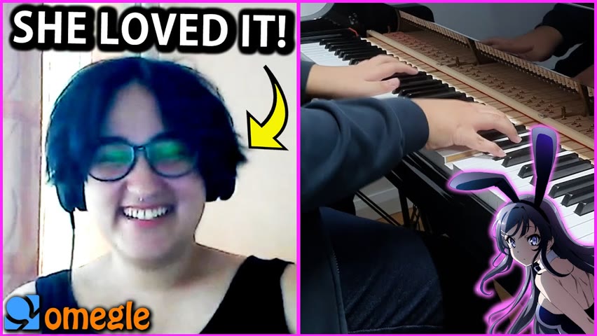 I played BUNNY GIRL SENPAI ED and other anime openings on OMEGLE... (Anime Piano)