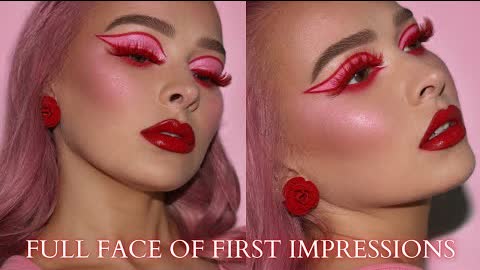 Graphic Liner│Pink & Red Makeup│Full Face of First Impressions