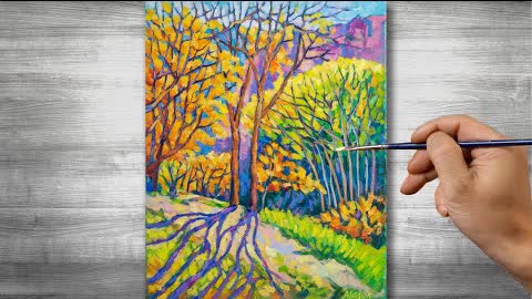 Impressionist painting | canyon | oil painting | time lapses | #353