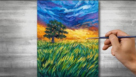 Sunset scenery painting | Oil painting time lapse |#299