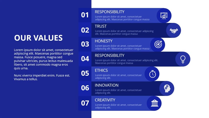 Animated Core Values Infographic Slide in PowerPoint