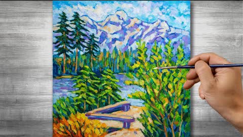 Impressionist painting | mountain scenery | oil painting | time lapses | #355