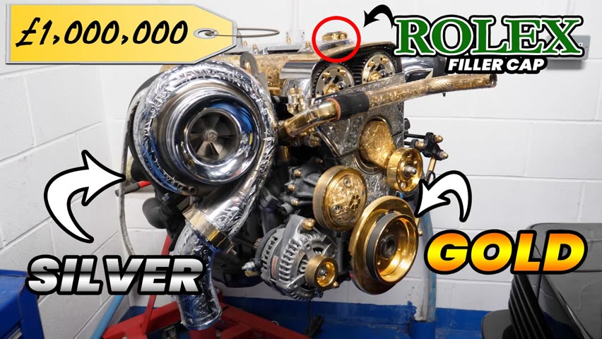 This Guy has a GOLD Rolex Encrusted 2JZ and a 1000hp Aventador in his Garage!