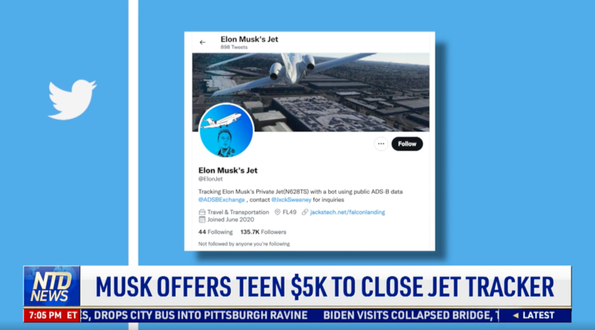 Musk Offers Teen $5,000 to Close Jet Tracker
