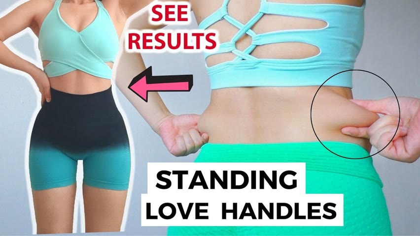 HOURGLASS ABS easy standing, lose love handles, small waist workout with dumbbells 20 day challenge