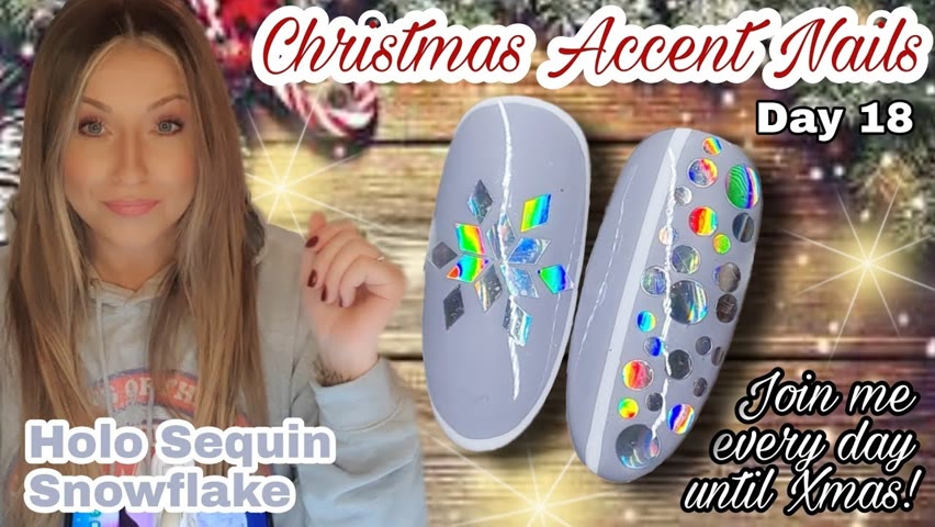 💿 Easy Holo Snowflake Design | Madam Glam Advent Day 18 | Easy Christmas Nail Art | Grey Gray