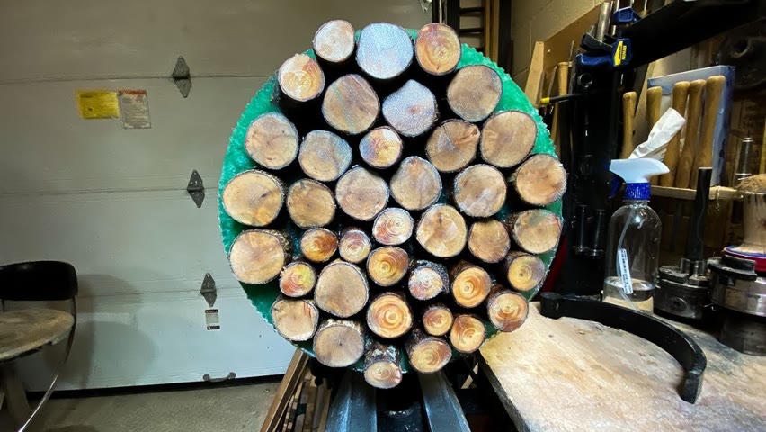 Woodturning - Branch resin and steel
