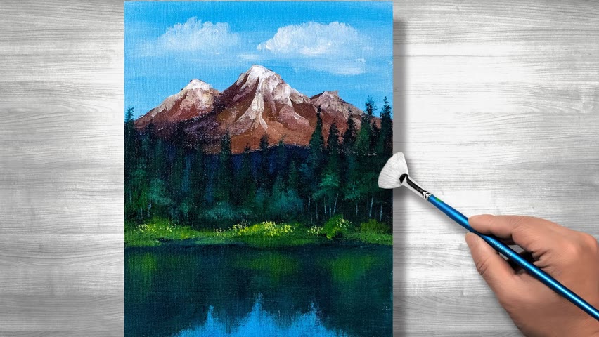 Mountain Painting | Acrylic painting for beginners| Daily art #220