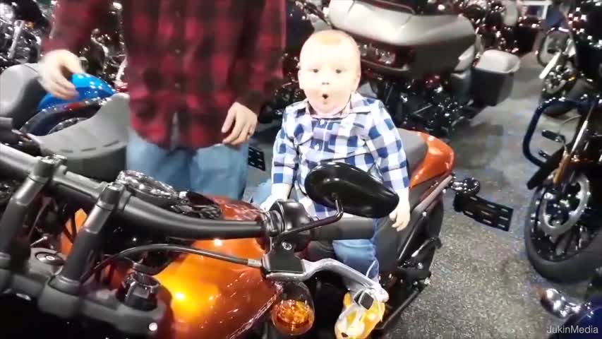 Toddler Makes Hilarious Face While Sitting on Motorcycle
