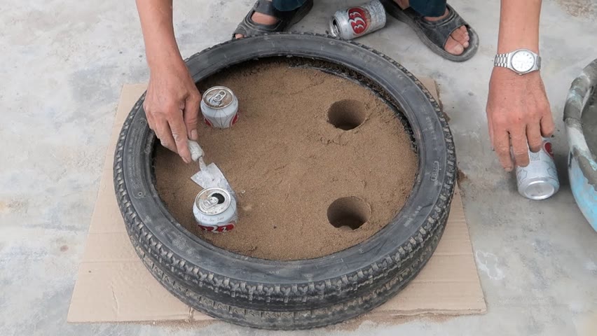 Ideas With Plastic Bottles And Old Tire, Cement For a Unique Cement Pot Simple - Making Pot