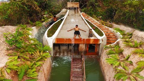 Build  Water Slide And Swimming Pool , Build Water Fall ,And Fantastic Underground House