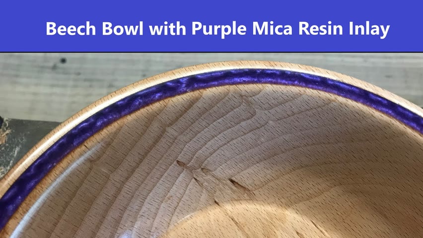 Wood turning - Beech Bowl with Purple Mica Inlay