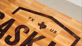 Watch how we made Gaskill Knives cutting board. Maple inlaid by walnut. Cnc inlay