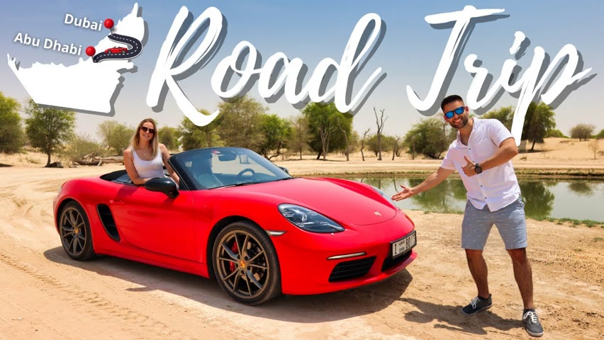 SUPERCAR Road Trip From Dubai To Abu Dhabi / Porsche Boxster 718 Spyder