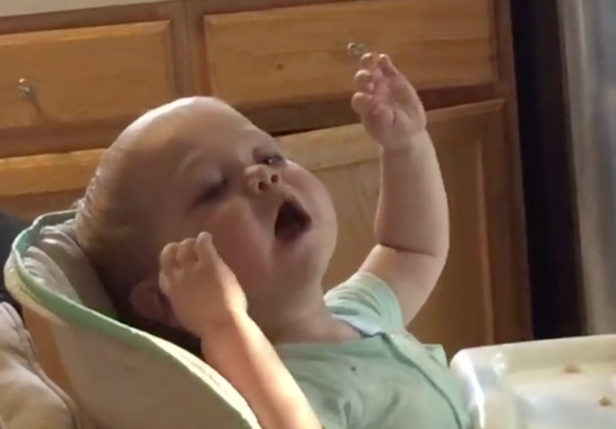 Baby Helps Dad Sing U.S. National Anthem