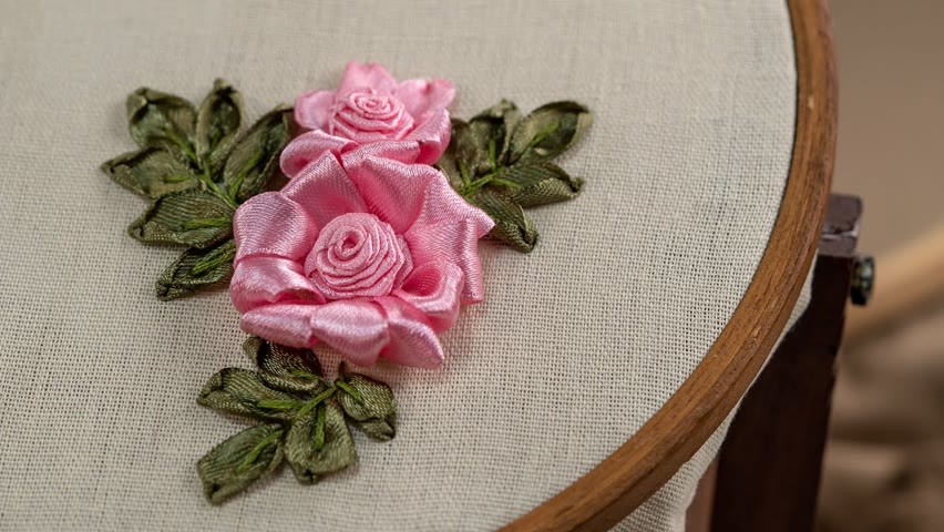 Silk Ribbon Roses Tutorial – Simple Rose Embroidery Flower