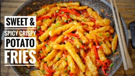 Sweet & Spicy Crispy Potato Fries– Vegan