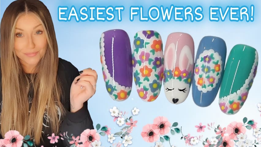 🌸 Easiest flowers EVER! Bunny nail art | Easter Spring | Gel polish nails design | Miss Jo's Nail Co