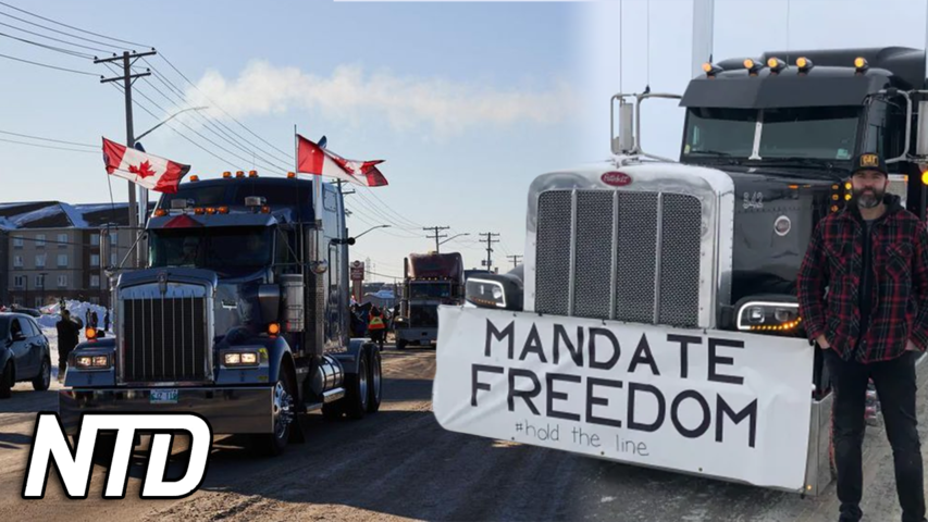 Över 10 000 lastbilsförare från Kanada och USA protesterar mot vaccinpass | NTD NYHETER
