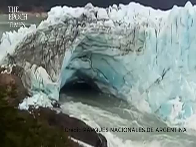 Glacier Ice Bridge Breaks Off in Argentina's Los Glaciares National Park