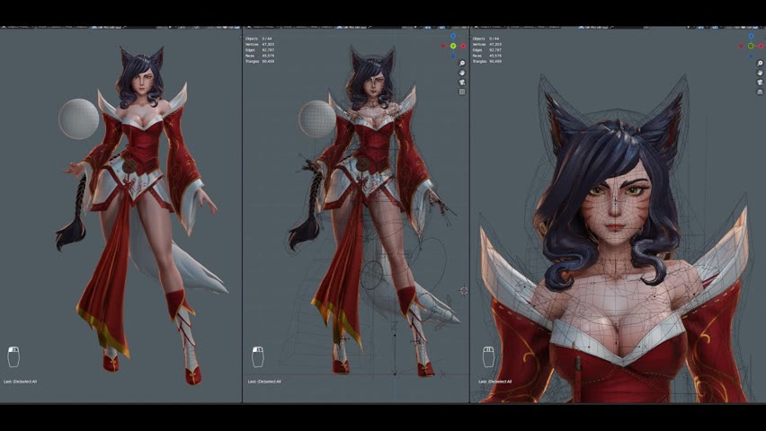 Create a character from scratch with Blender - Ahri fan art - Preview my Blender tutorial