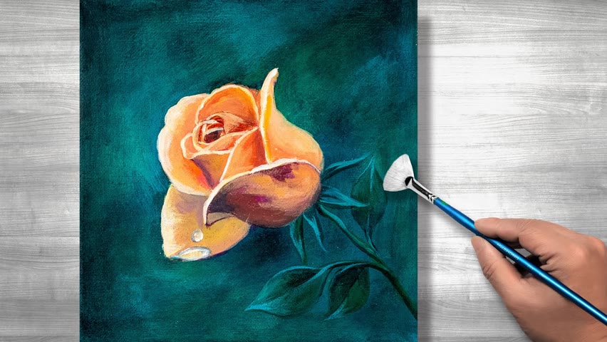 Flower painting | Acrylic painting for beginners | step by step | Daily art #200