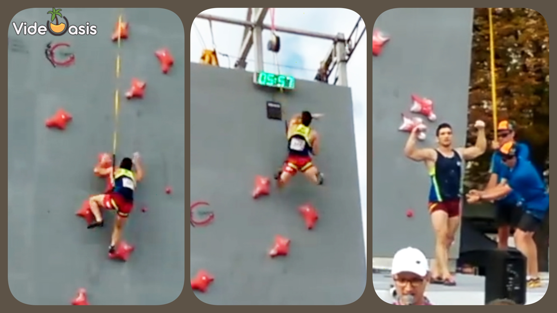 Speed Climber Climbs Giant Rock Wall in Under Six Seconds ｜VideOasis