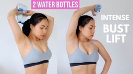 INTENSE workout to lift and firm up your chest naturally with 2 bottles of water