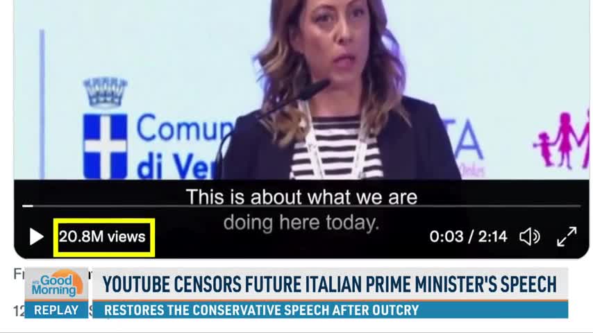 YouTube Censors Incoming Italian Prime Minister's Speech