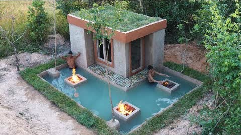 How To Build Beautiful Mud House And Awesome Underground Swimming Pool Around House For Winter