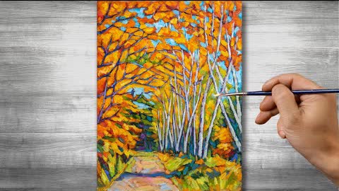 Impressionist painting | autumn forest | oil painting | time lapses | #336